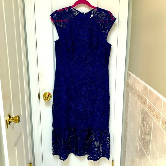 shona joy navy lace dress La Lune Lace Back Maxi Dress | Powder Blue | Dresses main image 1